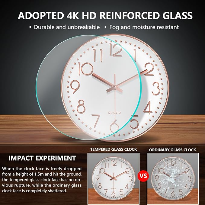 Wall Clock, Silent Wall Clocks Battery Operated 10 Inch- Modern Non Ticking - Image 5