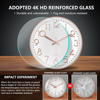 Wall Clock, Silent Wall Clocks Battery Operated 10 Inch- Modern Non Ticking - Image 5