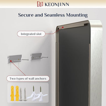 Keonjinn 42 x 36 Brushed Nickel Bathroom Vanity Mirror, Large Rounded Rectangle - Image 5