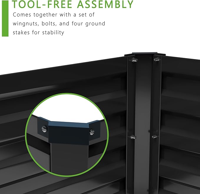 2PCS 8x4x1FT Galvanized Raised Garden Bed Kit,Vegetable Boxes-Rectangle Metal Flower Box,Large Planter Raised Beds Outdoor Garden for Planting,Fruit,Herb-Black