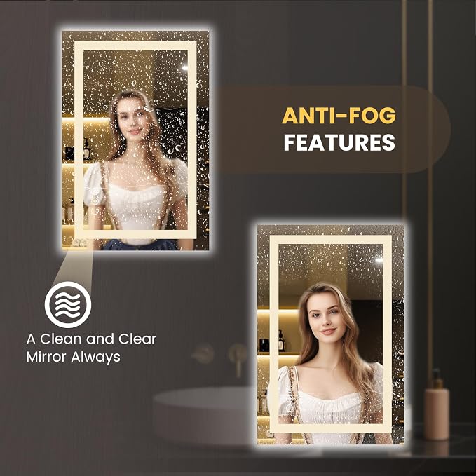 LOAAO 28"x34" LED Bathroom Mirror - Image 4