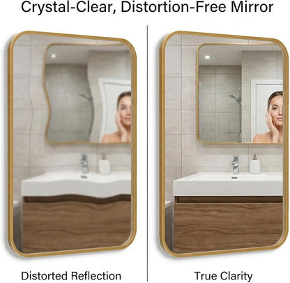 2-Pack 22x30 Inch Matte Gold Bathroom Vanity Mirrors | Flush Mount Deep Set - Image 3
