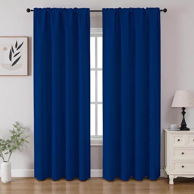 CUCRAF Royal Blue Blackout Curtains 54 inch Length 2 Panels Set, Rod Pocket by CUCRAF
