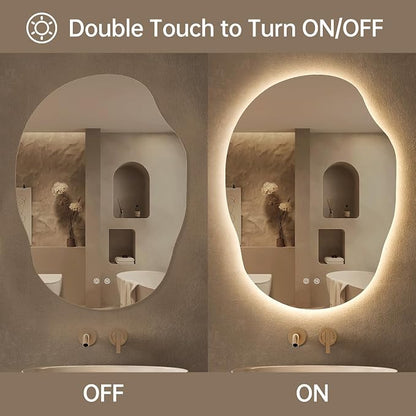 LOVESPEJO Irregular Backlit Mirror Bathroom 25x35 Inch, Asymmetrical LED - Image 5