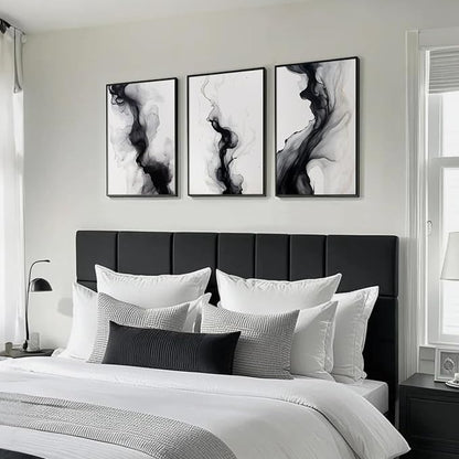 Black White Abstract Wall Art Decor Set of 3 Modern Wall Art Minimalist Canvas - Image 5