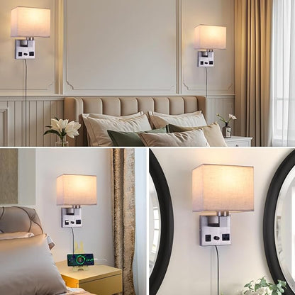 Bedside Wall Lamp for Bedroom, Plug in Wall Sconce - Image 3