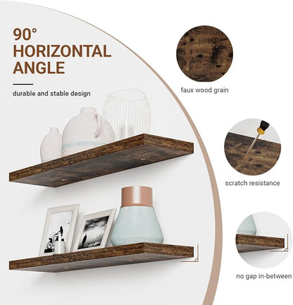 Floating Shelves for Wall 36 Inches Long, 9.3" Deep Rustic Brown Floating Shelf - Image 5