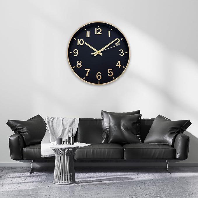 HZDHCLH Wall Clocks Battery Operated, Wall Clock Black Gold, 12 inch Wall Clock - Image 8