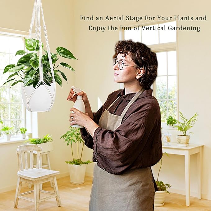 Augshy 27inch Macrame Plant Hanger, 2 Packs Plant Hangers with Hooks, Hanging Planter for Indoor Plants Decorative Macrame Pot Hanger for Home Decor