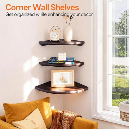 Gieanoo Corner Wall Shelf, 16inch Solid Oak Wood Floating Corner Shelf - Image 5