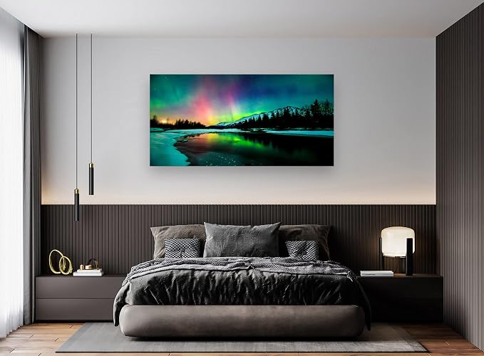 S01975 Wall Art Aurora scenery Painting on Canvas Prints Stretched and Framed - Image 6