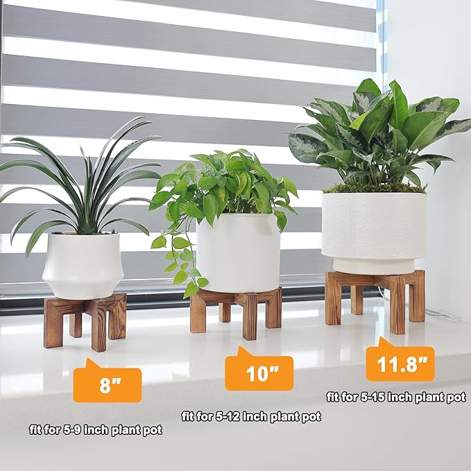 Plant Stand, Indoor/Outdoor Wood Plant Holder, Single Flower Pot Stand, Sturdy Planter Stand (Walnut, Fit 5-9 Inch Pots)