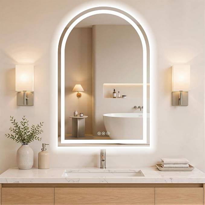 Arched LED Bathroom Mirrors by WISSMILESHOME