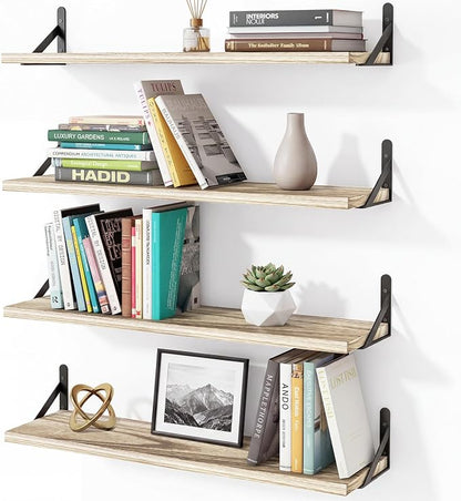 YGEOMER Floating Shelves for Wall, 23in Light Carbonized Brown Wall Shelves for by YGEOMER