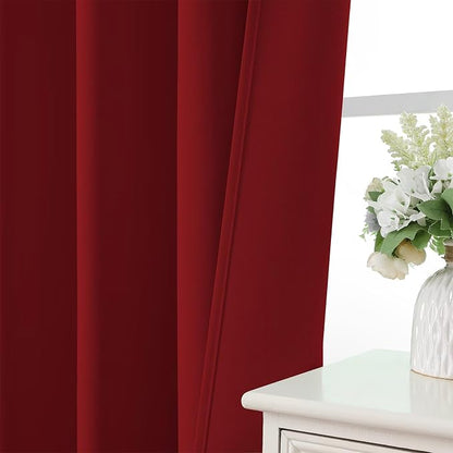 CUCRAF Red Blackout Curtains 96 inch Length 2 Panels Set, Rod Pocket Room - Image 6