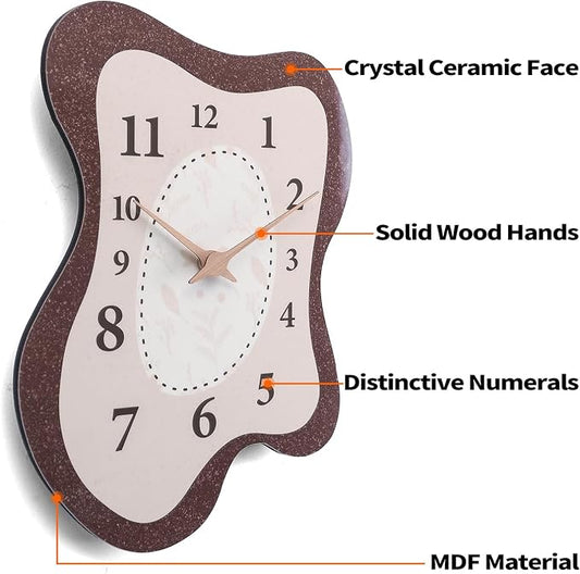 Mid Century Retro Irregular Shape Wall Clock, Silent Non-Ticking Battery - Image 2