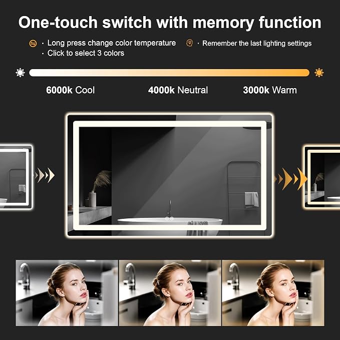 Led Mirror for Bathroom, 30x55 Bathroom Vanity Mirror for Wall - Image 3