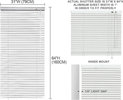 YIIBAII Mini Blinds Suitable for 31.5" W x 64" H Windows 1" Aluminum Horizontal - Image 6
