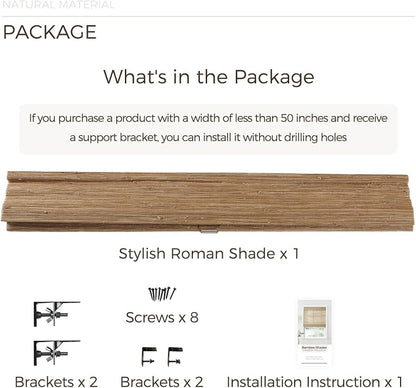 TWOPAGES Custom Cordless Natural Woven Roman Shades, No Drill or Motorized - Image 8
