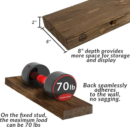 Floating Shelves 60 inch Long 8 "deep Set of 2, Heavy Duty Wood Wall Mounted - Image 4
