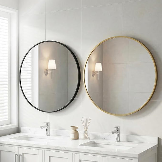 OLIXIS 36 Inch Gold Round Bathroom Wall Mirror, Round Bathroom Mirrors - Image 2