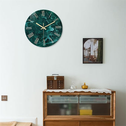 Teal Glass Wall Clock Battery Operated 16 Inch Modern Clock - Image 2