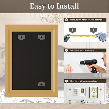 Syndra Black Wood Frame Bathroom Mirror, Waterproof Slim Deep Frame, - Image 9