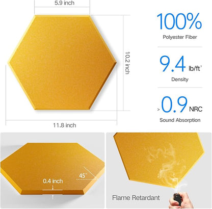 18 Pack Self-adhesive Acoustic Panels 12" X 10" X 0.4" -Sound Proof Foam Panels - Image 3