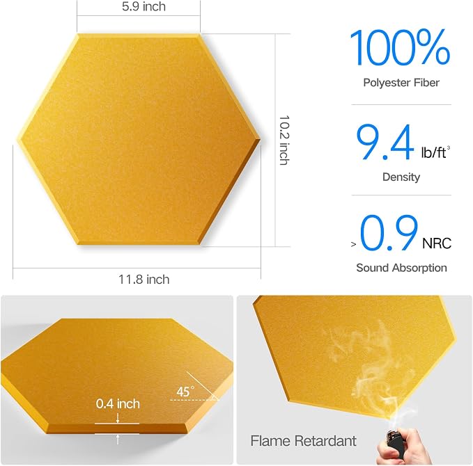 12 Pack Self-Adhesive Acoustic Panels 12" X 10" X 0.4" - Image 3