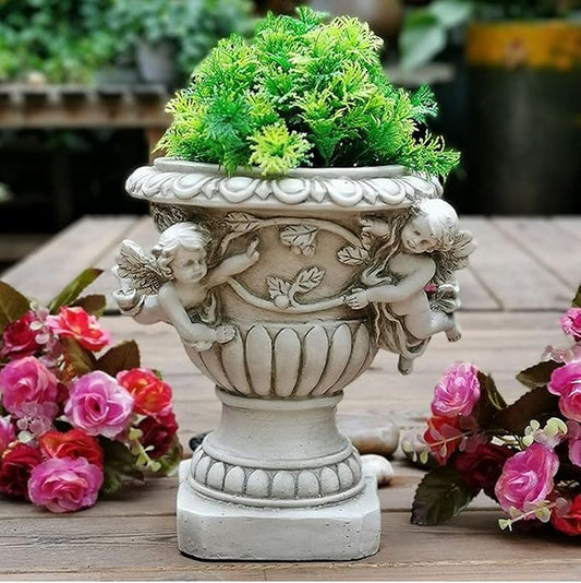Cherub Angel Planters, Cherub Planter Flower Pots with Drain Hole for All House Plants, Patio Yard Decor, Polyresin, 8.46" H