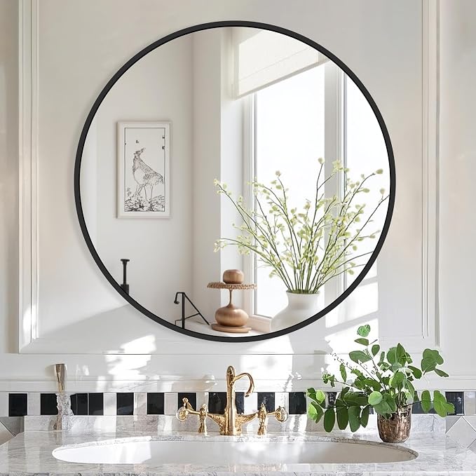 Black Frame Mirror, Bathroom Mirrors - Image 2