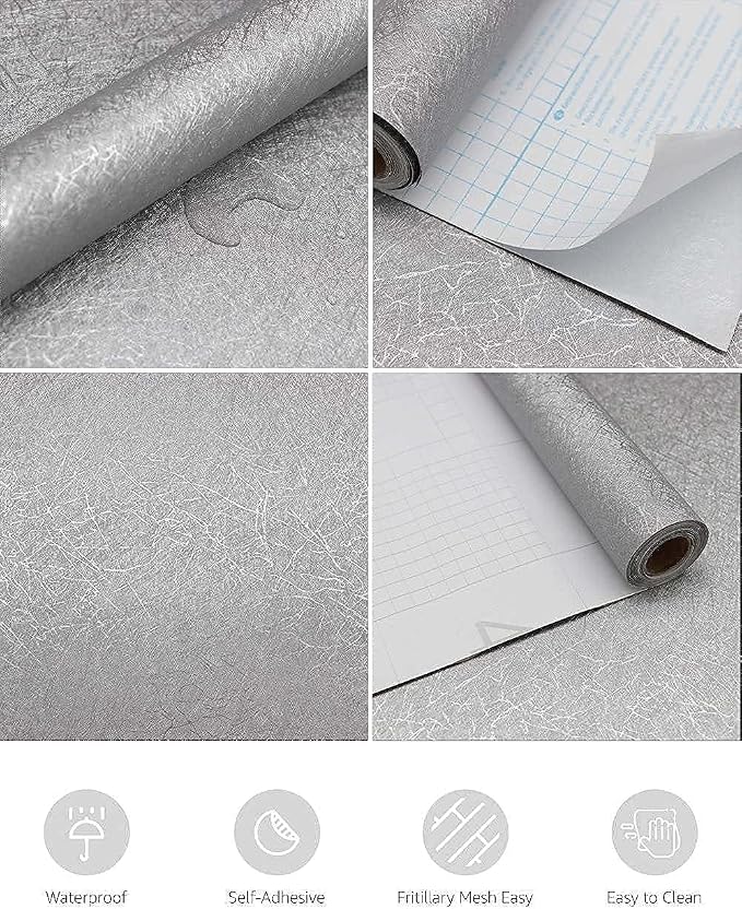 Abyssaly Silver Grey Peel and Stick Wallpaper, Embossed Self Adhesive Gray - Image 6