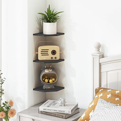 Fun Memories Corner Shelf Wall Mount, Floating Corner Shelves, Rustic Wood Wall - Image 6