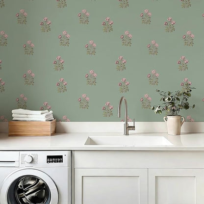 17.3" x 196.8" Vintage Floral Wallpaper Peel and Stick Boho Wallpaper Removable - Image 6