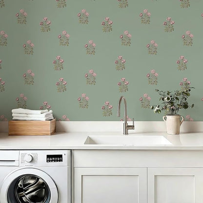 17.3" x 393.7" Vintage Floral Wallpaper Peel and Stick Boho Wallpaper Removable - Image 6