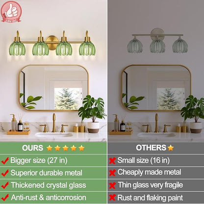 4-Light Bathroom Light Fixtures, Vintage Bathroom Vanity Lighting Fixtures Over - Image 4