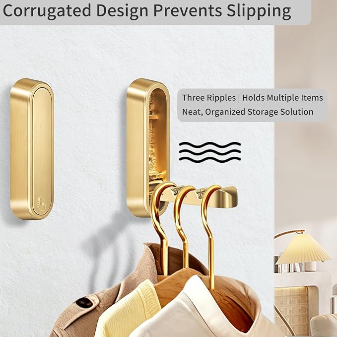 6PCS Foldable Wall Hooks, Zinc Alloy Flip Down Hooks, Retractable Wall Hooks - Image 3