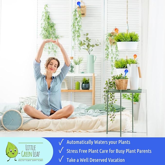 LGL Plant Watering Globes - Automatic Self Watering Globes. Decorative Self Watering Planter Inserts Made From Hand-Blown Durable Glass. Self Watering Spikes to Support Plant Health. 4 Pack, Jumbo.