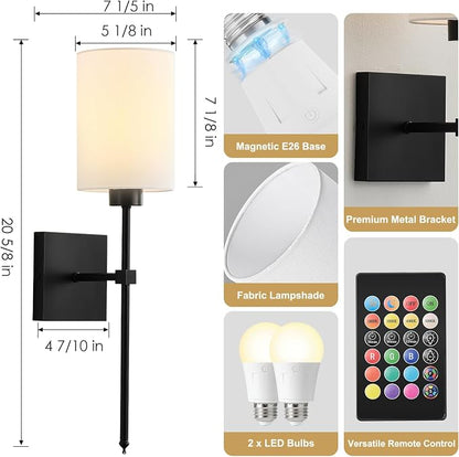 KARTOOSH Battery Operated Wall Sconce Set of Two, Wireless Rechargeable Wall - Image 7