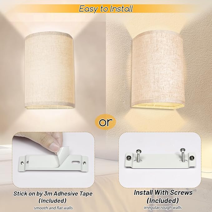 FINCMY Battery Operated Wall Sconces Set of Two, 18 RGB Colors Stick on Wall - Image 2