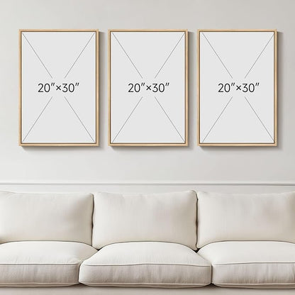 Large Framed Black and White Neutral Abstract Wall Art, 3 Piece Minimalist - Image 3