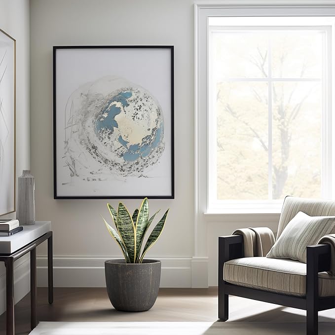 Kante 14 Inch Dia Round Concrete Planter, Indoor Outdoor Large Plant Pot with Drainage Hole and Rubber Plug for Home Patio Garden, Oil Rubbed Bronze