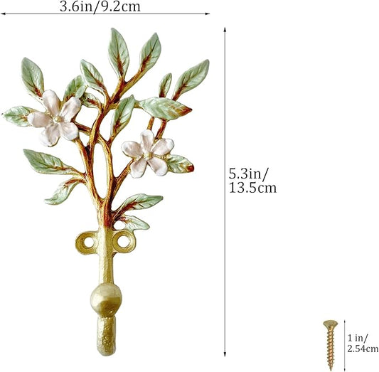 Vintage Flower-Shaped Decorative Wall Hooks, 2 Pack Hand-Painted Floral Metal - Image 2