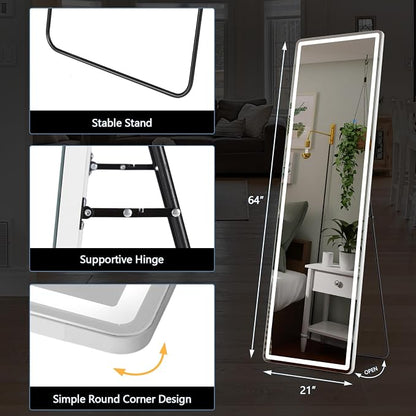 DUMOS LED Full Length Floor Mirror, 3 Color Lighting, Hanging or Leaning - Image 2