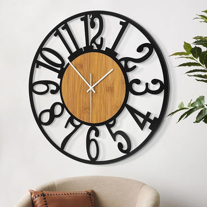 LEIKE Large Wall Clocks, Non Ticking, Battery Operated Rustic Round Modern Big - Image 3