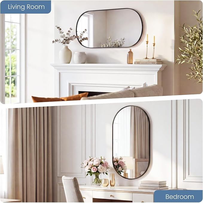 DUMOS 24" x 36" Oval Bathroom Mirror, Tempered Glass, Morden Vanity Mirror - Image 6