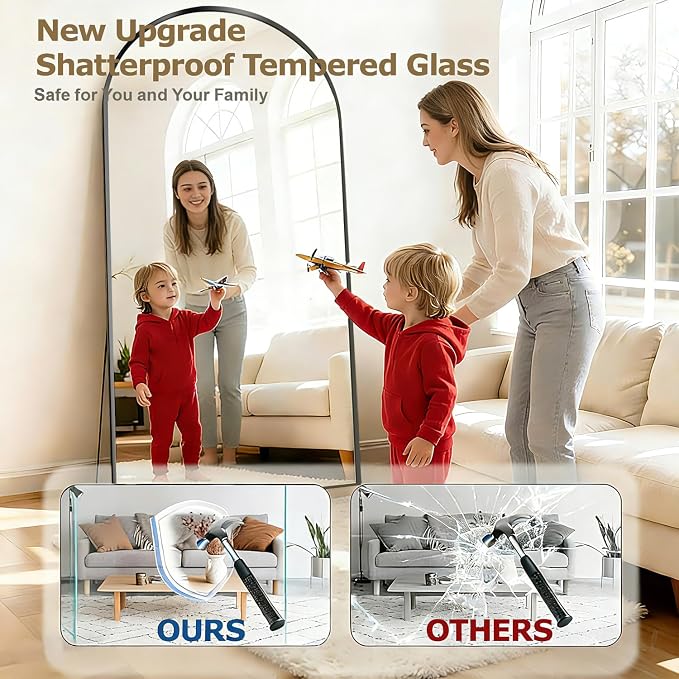 DMWOODFL 71"x26" Arched Full-Length Mirror - Image 6