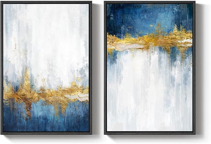 Framed Blue and White Abstract Wall Art - Image 9