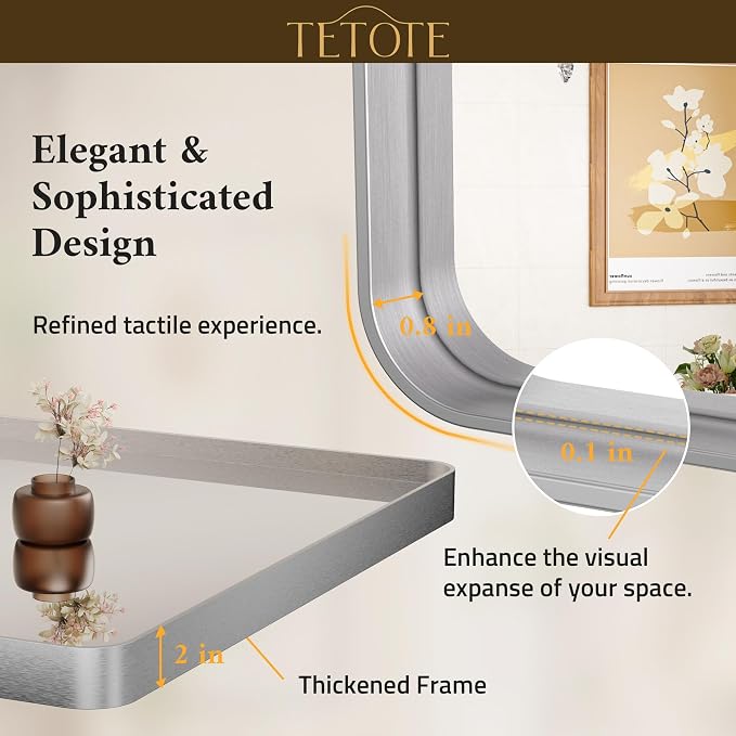 TETOTE 48 x 36 Inch Silver Mirrors - Image 4