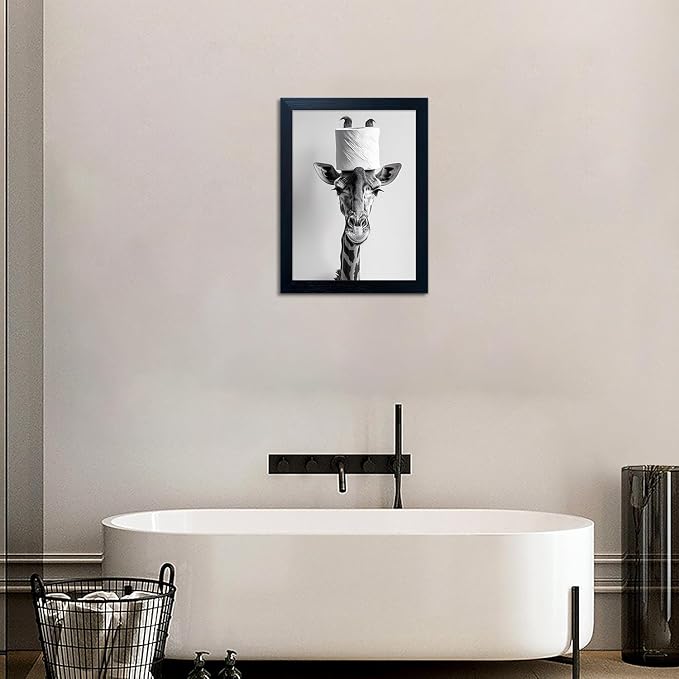 Framed Funny Bathroom Wall Art, Giraffe - Image 8
